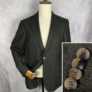 Suitsupply Cashmere Blazer Jacket Men 42R Havana Slim Green Sport Coat Wool Suit